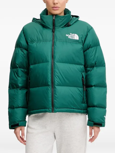 The North Face zip logo-print hooded jacket Green NF0A8DZX