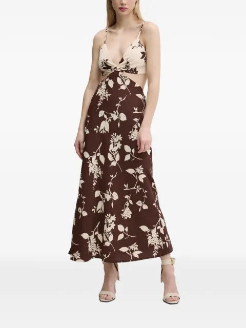 Abercrombie & Fitch cut-out floral-pattern midi dress Brown KI1595551404