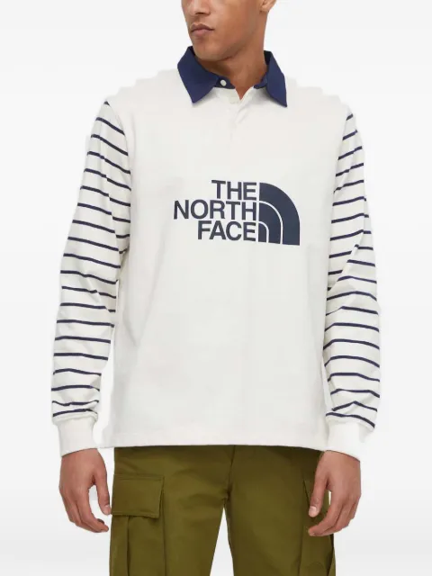 The North Face striped-arm logo-print polo shirt Neutrals NF0A8177