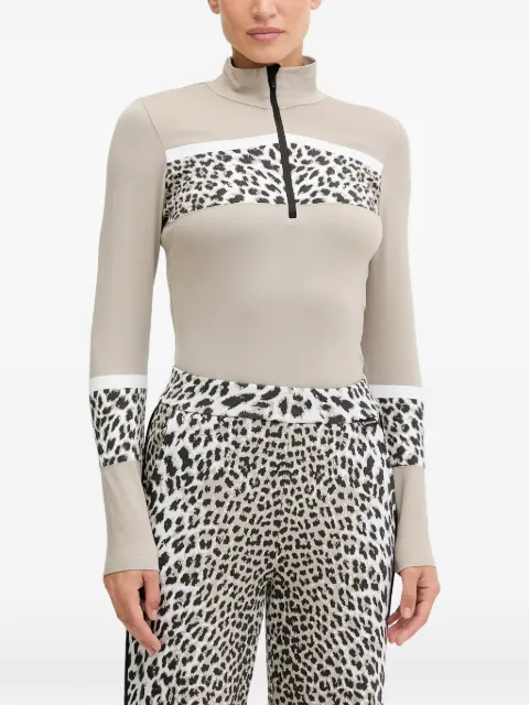 NEWLAND leopard-print zip top Neutrals N4673597