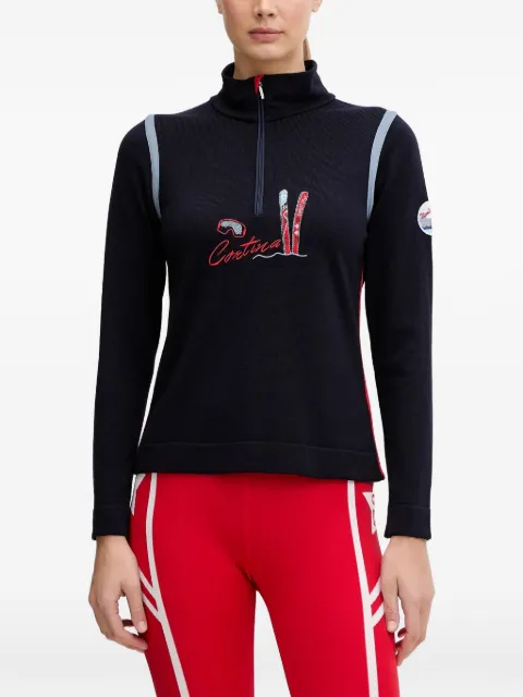 NEWLAND zip embroidered ski top Blue N468648