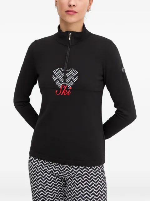 NEWLAND logo-embroidered zip-up sweater Black N46375108