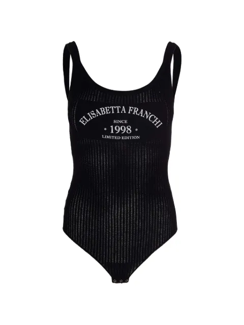 Elisabetta Franchi knit bodysuit with printed logo Black BK81Q61E2