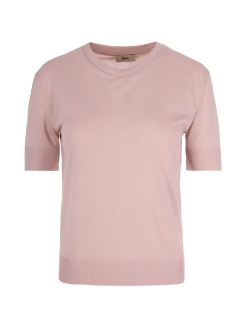 Herno ribbed-trim T-shirt Pink JG000223D520564035