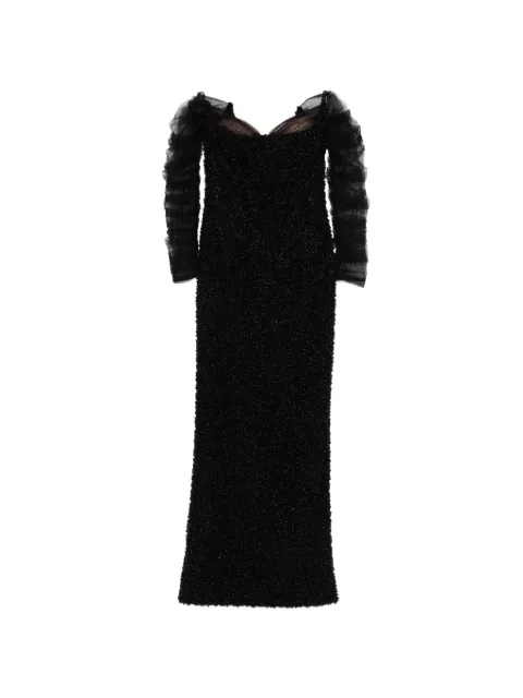 JEAN-LOUIS SABAJI ruffled beaded maxi dress Black 600158