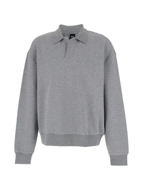 BOSS polo-collar long-sleeve sweatshirt Grey 50554408