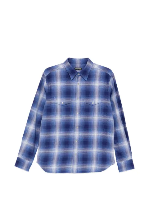 TOM FORD checked-pattern shirt Blue HDS001FMC305UUC