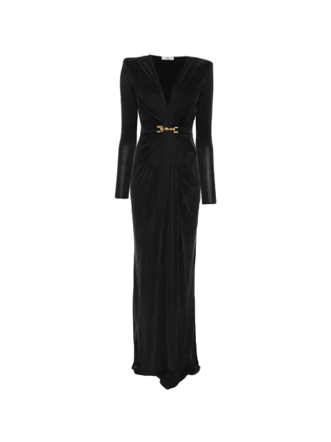 Elisabetta Franchi V-neck long-sleeve maxi dress Black ABR2961E2