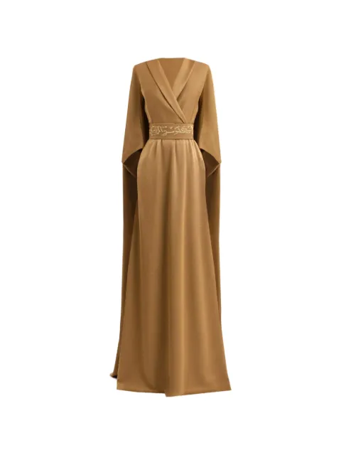 Gemy Maalouf calligraphy-embroidered kaftan dress Brown GMCP267870KF