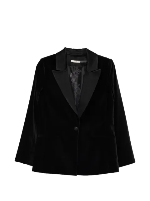 alice + olivia Silas velvet shawl-collar blazer Black CC509B69222