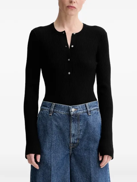 Filippa K Henley ribbed-knit sweater Black 31455FK