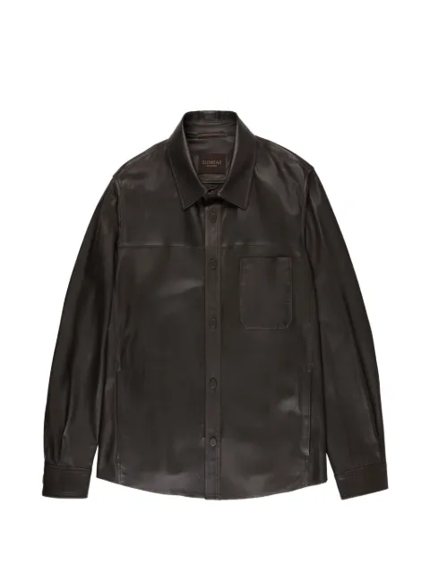 Montedoro buttoned leather overshirt Brown 6P0054MP040