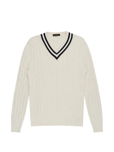 Zanone cable-knit V-neck sweater White 810352ZQ313