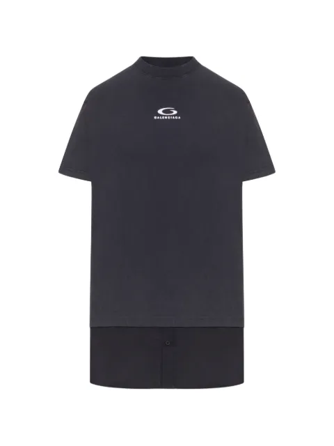Balenciaga logo-detail layered T-shirt dress Grey 858621TTVU2