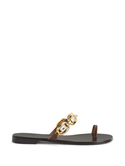 Giuseppe Zanotti Insomnya golden chain crystal flat sandals Brown E600021002