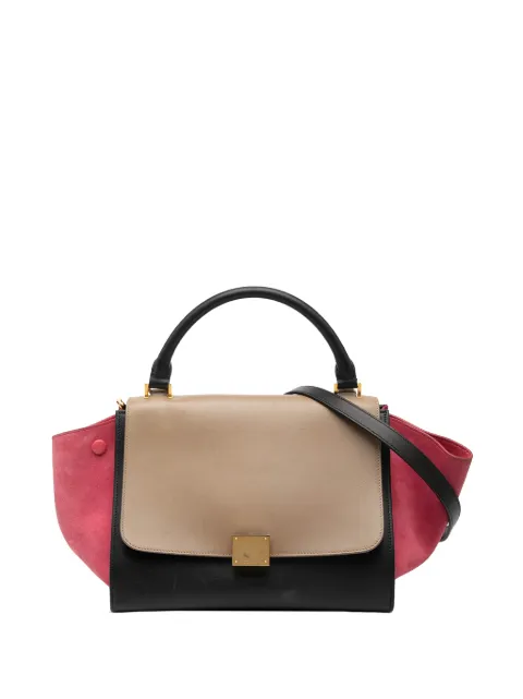 Celine Pre-Owned 2014 Small Tricolor Calfskin and Suede Trapeze satchel Black XB1YJOSZC4WENSHI