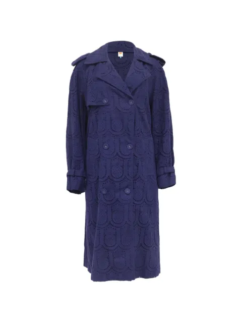 FARM Rio eyelet double-breasted trench coat Purple GILTPUUSCL640009W