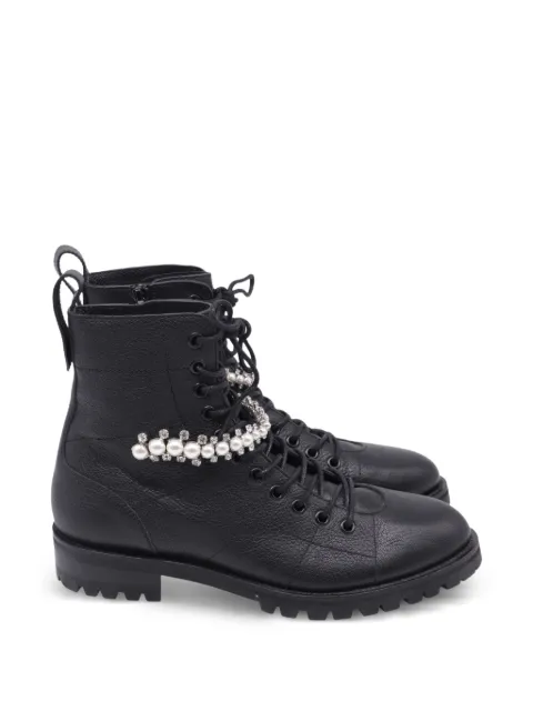 Jimmy Choo Pre-Owned crytal-embellished lace-up boots Black NAPPUUSSH636854W