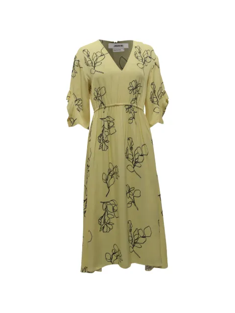 Jason Wu floral-print V-neck midi dress Yellow TONPUUSCL633720W