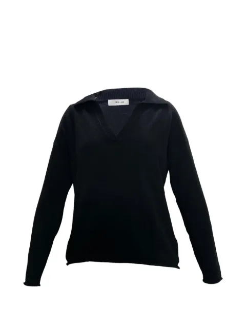 Iris & Ink collared V-neck sweater Black TONPUUSCL410476W