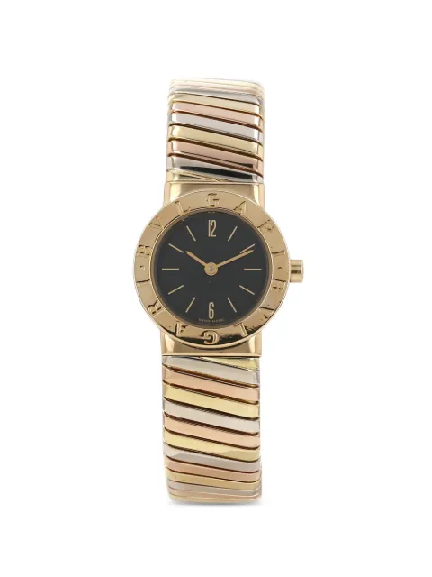 Bvlgari Pre-Owned 2000 23mm Gold Bezel tubogas bracelet watch Black 426922