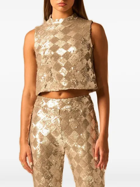 JBQ Gwendolyn sequin-embellishment top Gold T218174SILVER