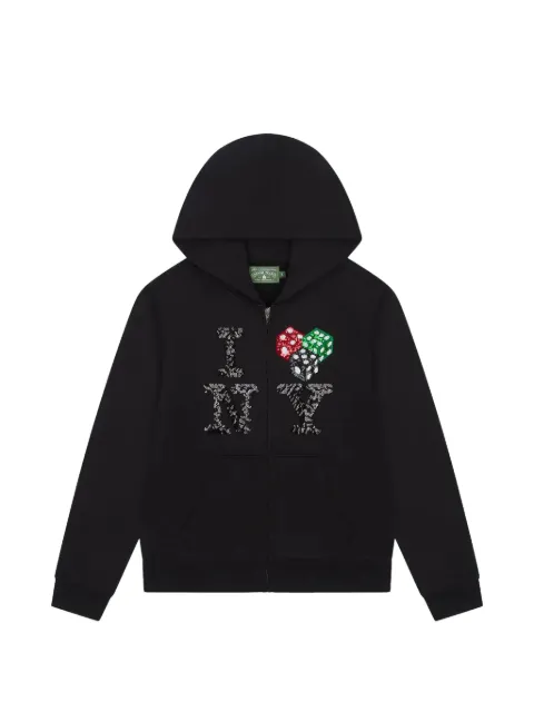 Denim Tears zip-up embellished hoodie Black DT275