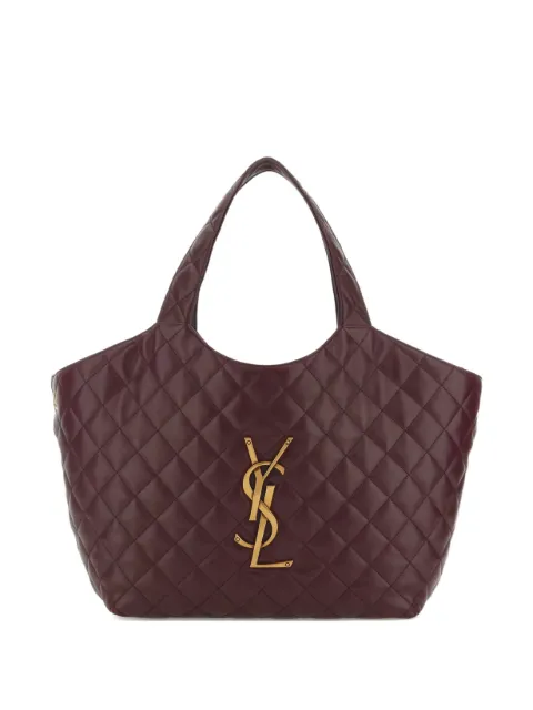 Saint Laurent quilted logo leather shopping tote bag Red 858191AAANG