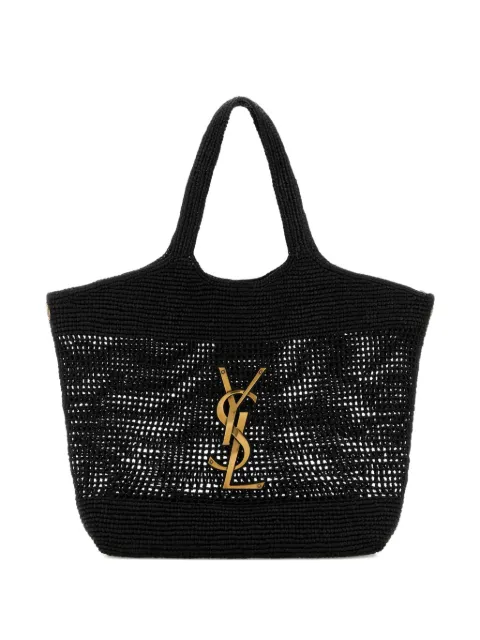 Saint Laurent raffia Icare shopping tote bag Black 772191PCEXGAAFM1000