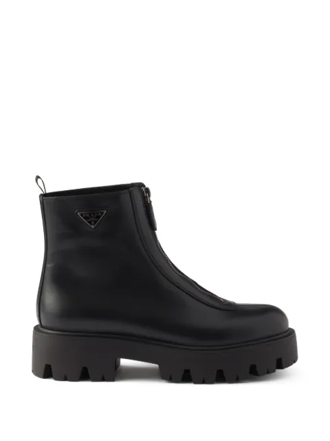 Prada zipper leather boots Black 1T328OF050UZE