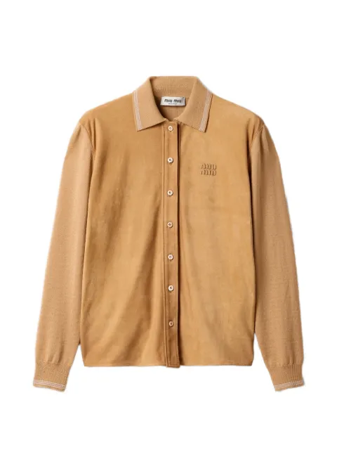 Miu Miu logo-detail buttoned shirt Brown MMF01RSOOO18TK