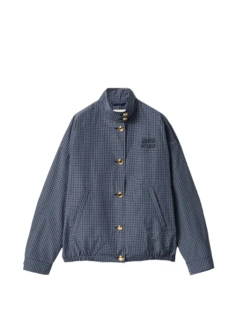 Miu Miu checked technical fabric blouson jacket Blue ML1046SOOO19CW