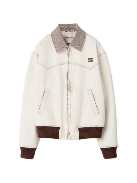 Miu Miu zip-up oversized jacket White GWB298SOOO1820