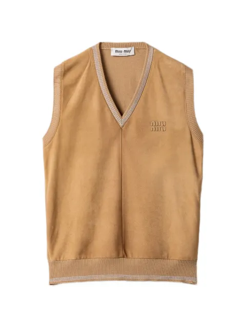 Miu Miu V-neck ribbed-knit vest Brown MMV342SOOO18TK
