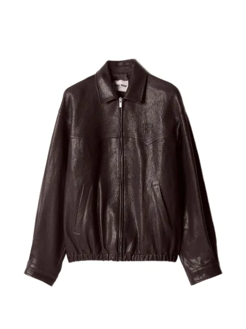 Miu Miu leather blouson jacket Brown MPW009SOOO19E6
