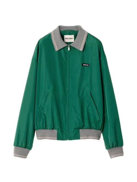 Miu Miu ribbed-knit zip bomber jacket Green ML1420SOOO18VS