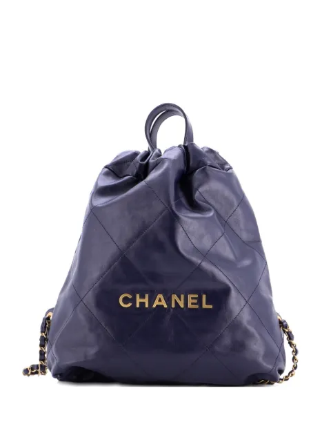 CHANEL Pre-Owned 22 Chain Quilted Calfskin Medium backpack Blue IPWIFPO7VD209F7X