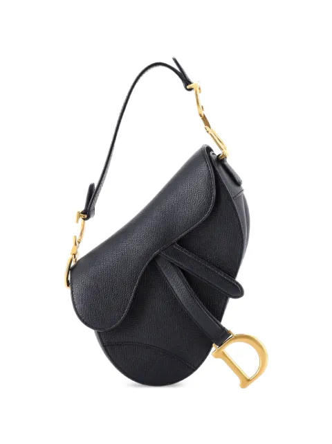 Christian Dior Pre-Owned Saddle Handbag Leather Mini shoulder bag Black KMEE69RF37056O37