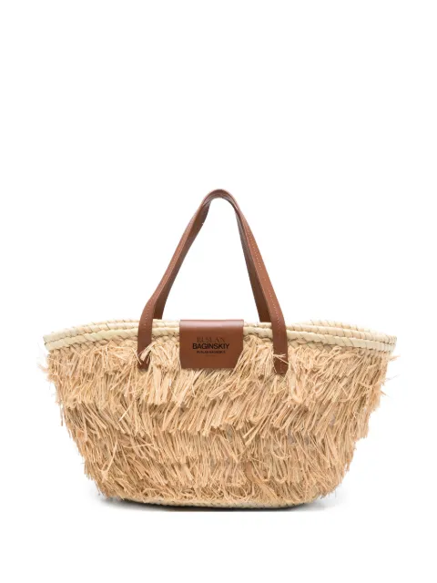 Ruslan Baginskiy fringed top-handle tote bag Neutrals TOT036STR50LNSTFLTL