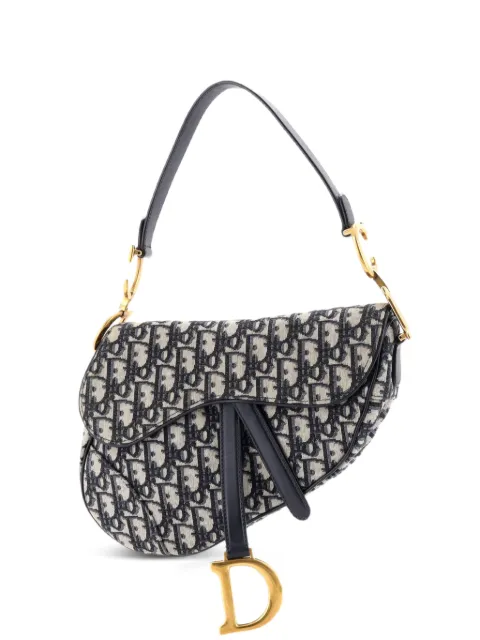 Christian Dior Pre-Owned Saddle Handbag Oblique Canvas Medium shoulder bag Blue IRNUPLCO69V6O9O7