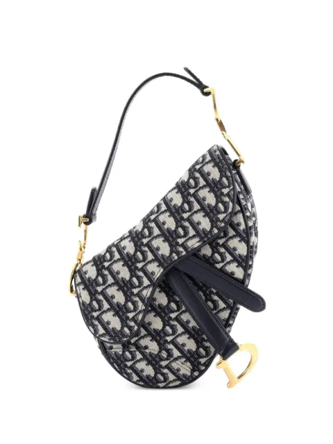 Christian Dior Pre-Owned Saddle Handbag Oblique Canvas Mini shoulder bag Blue 75N8AD9CMWGPOK96