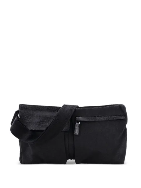 Gucci Pre-Owned Vintage Double GG Canvas with Leather belt bag Black 6VAZYELRAECF5JCM