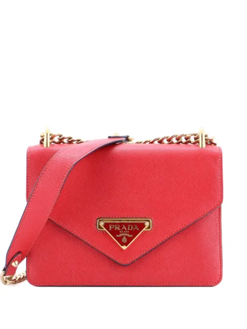 Prada Pre-Owned Envelope Flap Chain Shoulder bag Saffiano Leather Small crossbody bag Red 28XDRJQUR7RBHJP1