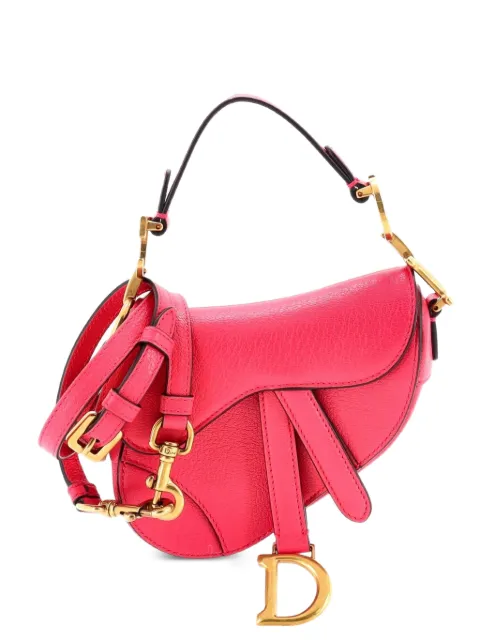 Christian Dior Pre-Owned Saddle Handbag with Strap Leather Micro shoulder bag Pink 79X3KVPEPC5T1TK7