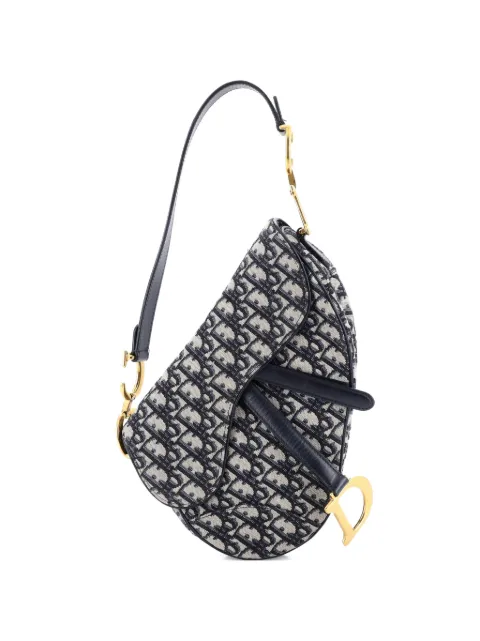 Christian Dior Pre-Owned Saddle Handbag Oblique Canvas Medium shoulder bag Blue U9PY9FITWAAEN5K6