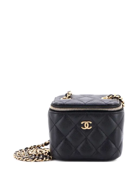 CHANEL Pre-Owned Classic Vanity Case with Chain Quilted Caviar Mini pouch Black A1NVU6E49QKBEW77