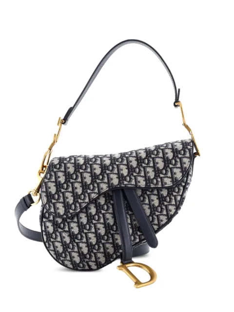 Christian Dior Pre-Owned Saddle Handbag with Strap Oblique Canvas Medium shoulder bag Blue 1X9WAD0COA7M6WP6