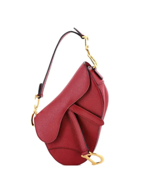 Christian Dior Pre-Owned Saddle Handbag Leather Mini shoulder bag Red YMXF2JQXQOECT8AB