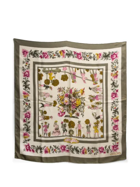 Hermès Pre-Owned 1967 Les Jardiniers du Roy floral-print silk scarf Neutrals 15016346