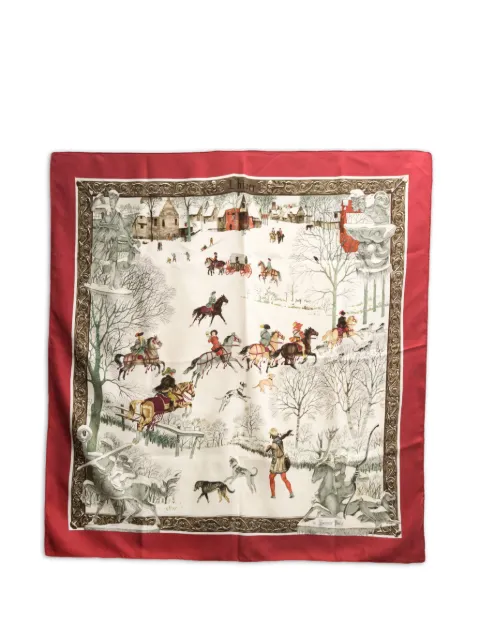 Hermès Pre-Owned 1970s L’Hiver silk scarf Neutrals 15016348
